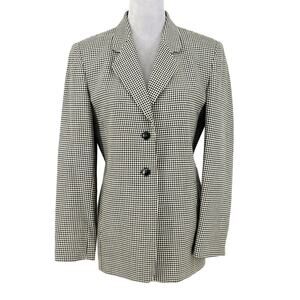 Talbots Jacket Womens 6 Black White Houndstooth Wool Tweed Lined Blazer Vintage